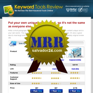 Product picture Keyword Research Review Site with MRR (Master Resale Rights)