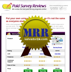 Product picture Paid Survey Review Site with MRR (Master Resale Rights)