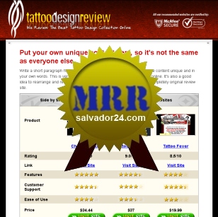 Product picture Tattoo Review Site with MRR (Master Resale Rights)