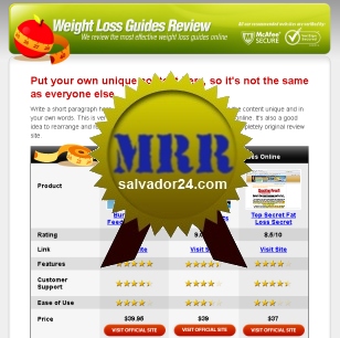 Product picture Weight Loss Review Site with MRR (Master Resale Rights)